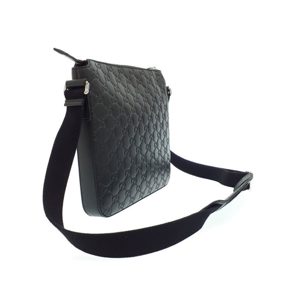 Gucci ssima Black Bag Messenger Crossbody Leather Signature